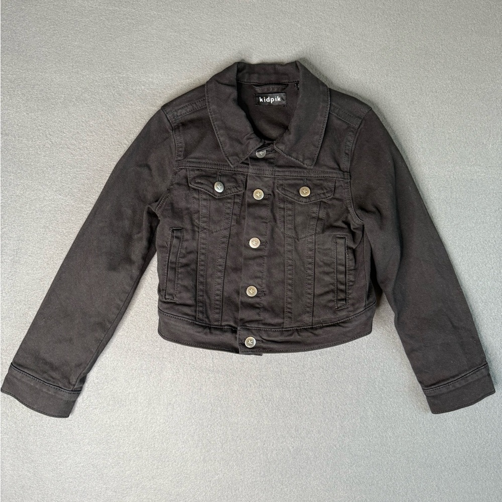 Kidpik Girls Black Jean Jacket With Snaps